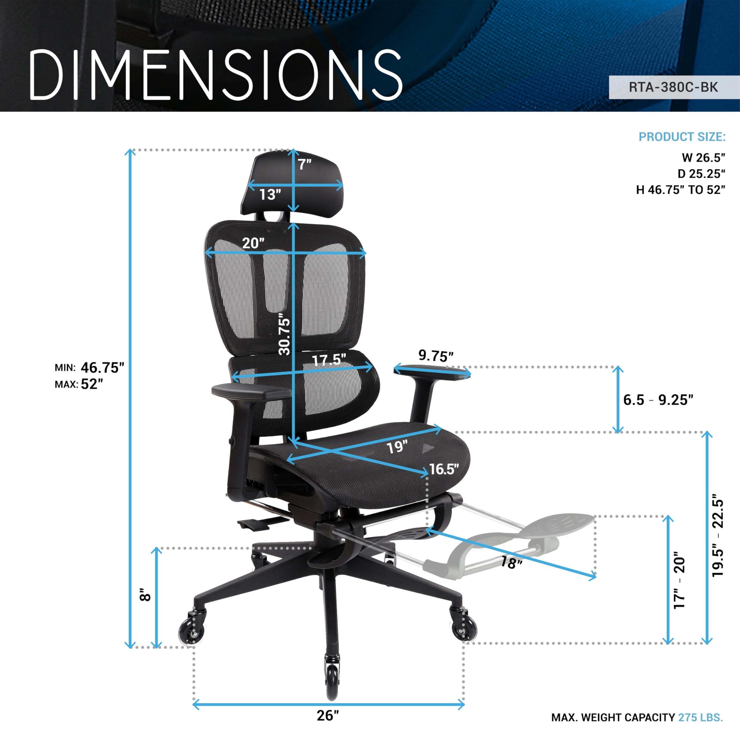 Amazon.com: Reclining Ergonomic Office Chair with Footrest, Height